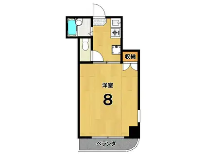 ラ・ビスタII(1K/2階)の間取り写真