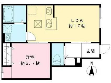 GLORIOSA(1LDK/1階)の間取り写真