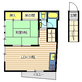 舞美荘(1LDK/2階)の間取り写真