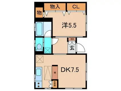 ハレアイナ武蔵小山(1DK/1階)の間取り写真