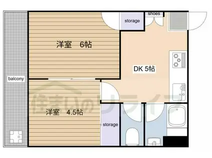 第一協友館マンション(2DK/1階)の間取り写真