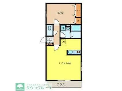 ファインコート S(1LDK/1階)の間取り写真