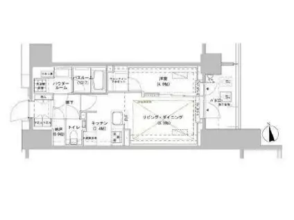 パークスフィア牛込神楽坂(1LDK/5階)の間取り写真