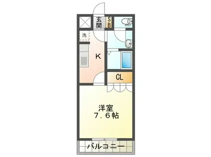 コスモ高原(1K/2階)の間取り写真
