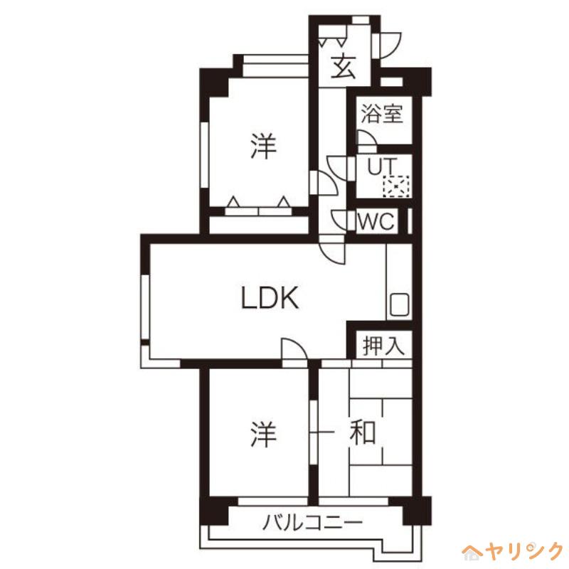 グランドハイリス上社(3LDK/1階)の間取り写真