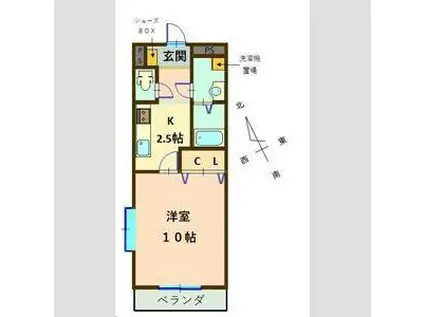 ハイツ幸知(1K/2階)の間取り写真