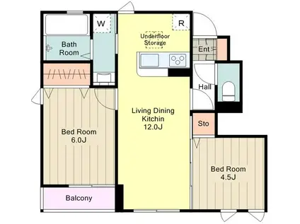 サン・ボナールA棟(2LDK/1階)の間取り写真