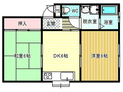 プチハイツ(2DK/1階)の間取り写真