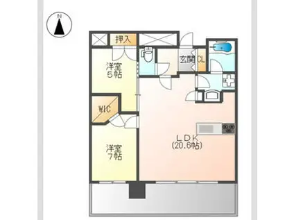プラウドタワー名古屋錦(2LDK/11階)の間取り写真