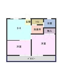 東延末ハイツ(2DK/2階)の間取り写真