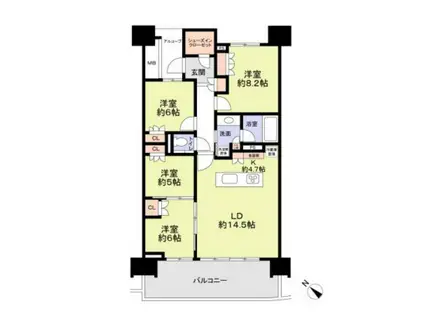 晴海フラッグサンヴィレッジA棟(4LDK/9階)の間取り写真