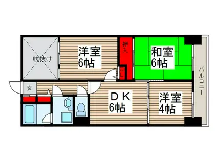 ライオンズヒルズ松戸(3DK/3階)の間取り写真