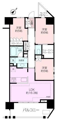 横須賀中央レジデンス(2LDK/9階)の間取り写真