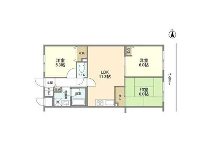 カーサみずの塔(3LDK/1階)の間取り写真