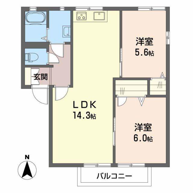 プラザマロニエ(2LDK/2階)の間取り写真