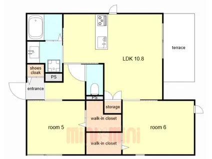 へーベルメゾン城ケ堀(2LDK/1階)の間取り写真
