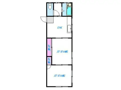 ロイヤルレジデンス(2DK/2階)の間取り写真