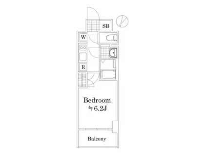 GENOVIA阪東橋IISKYGARDEN(1K/6階)の間取り写真