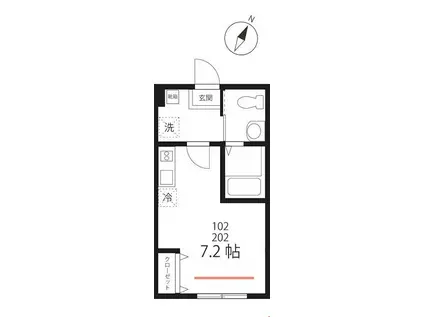 クワイエット クラブ ハウス 三ッ沢上町(ワンルーム/2階)の間取り写真