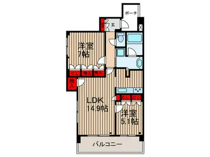 藤和上石神井南町ホームズ(2LDK/2階)の間取り写真