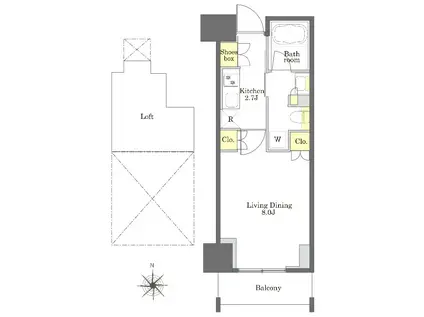 プライムメゾン恵比寿(1K/12階)の間取り写真