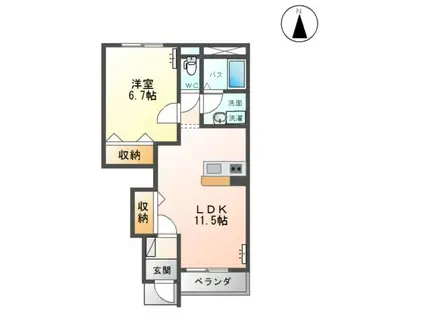 ブルーム(1LDK/1階)の間取り写真