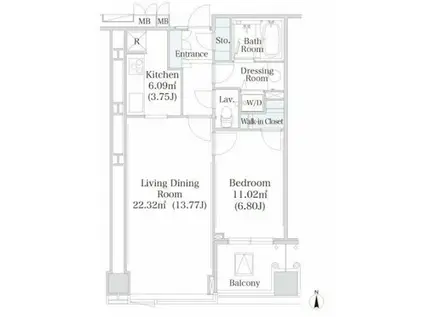 大井町ハイツ(1LDK/10階)の間取り写真