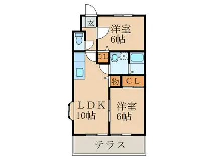 エメラルドハイツI(2LDK/1階)の間取り写真