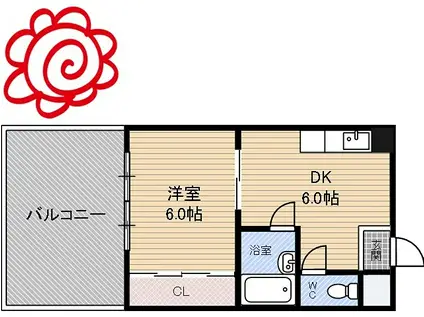 クラシックビレッジ(1DK/4階)の間取り写真