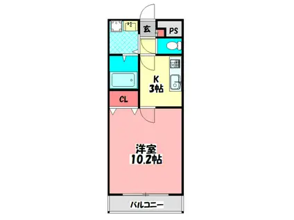 アンプルール クラージュ三喜I(1K/1階)の間取り写真