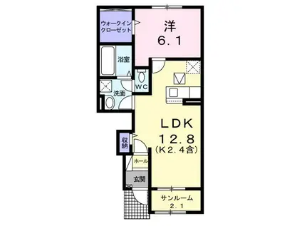 ＪＲ青梅線 河辺駅 徒歩25分 2階建 築4年(1LDK/1階)の間取り写真