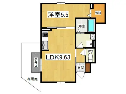 プルミエール ケイトII(1LDK/1階)の間取り写真