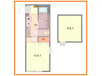 GRAND SEED(1K/2階)の間取り写真