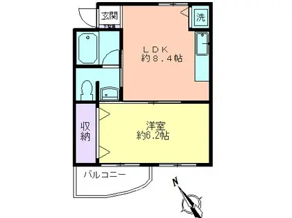カナダハウス(1LDK/2階)の間取り写真