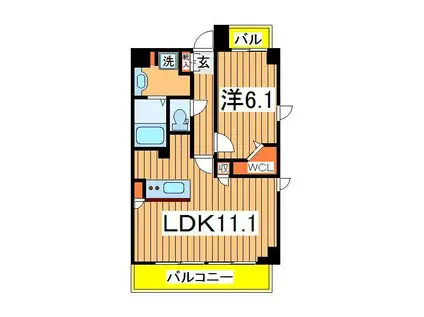 アヴェニール柏の葉(1LDK/1階)の間取り写真