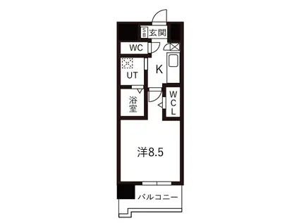 ヒルクレストELGRAND大江(1K/4階)の間取り写真
