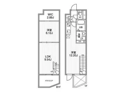 オルタナ早稲田(2LDK/B1階)の間取り写真