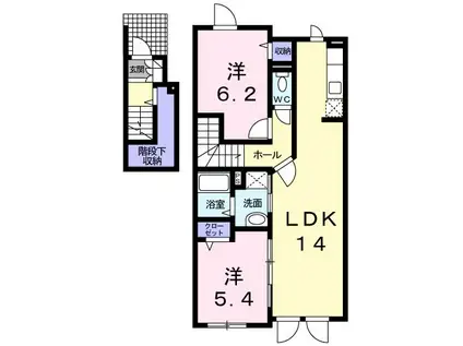 アプローズ・プレイス(2LDK/2階)の間取り写真