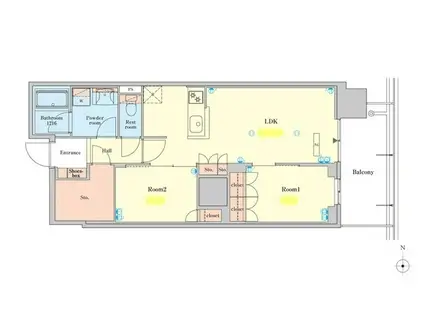 RJR堺筋本町タワー(2LDK/8階)の間取り写真