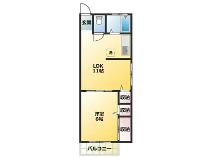 キタジママンション(1LDK/5階)の間取り写真