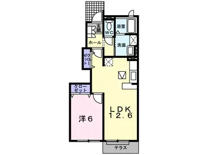 メゾンズタカマツA(1LDK/1階)の間取り写真