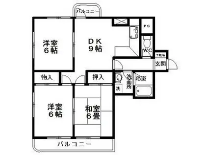 マンションステ-プル六供(3DK/5階)の間取り写真