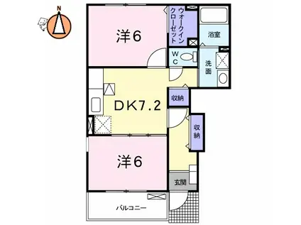 レクサスII(2DK/1階)の間取り写真