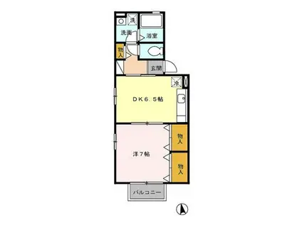 リビングタウン金池A(ワンルーム/2階)の間取り写真