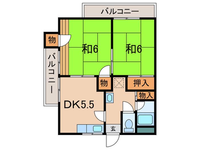 カサブランカ(2DK/4階)の間取り写真
