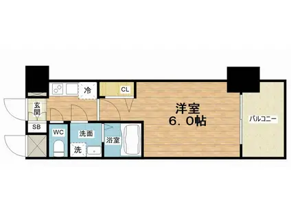 エスリード難波ザ・プレミア(1K/14階)の間取り写真