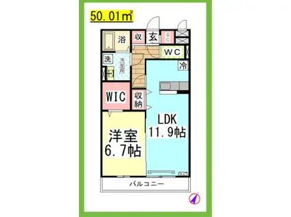 DL BLESS湘南藤沢(1LDK/2階)の間取り写真