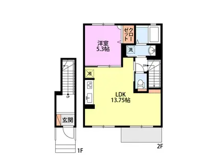 グレイスハイム(1LDK/2階)の間取り写真