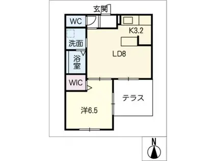藤が丘リビング(1LDK/1階)の間取り写真