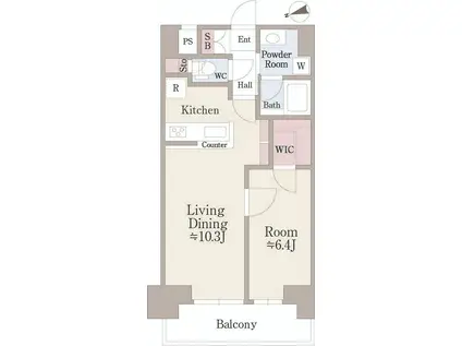 ENYA(1LDK/6階)の間取り写真